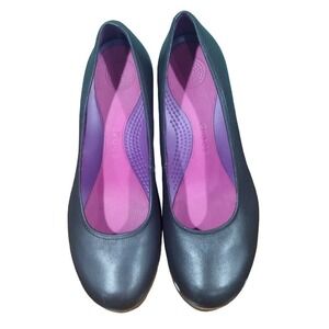 Crocs‎ Leather Wedge Heel Pumps, Brown, Size 9